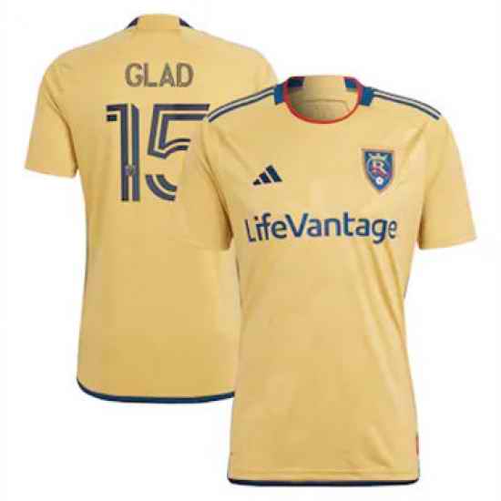 Men Real Salt Lake Justen Glad 2023 24 Away Replica Gold